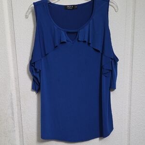 Elegant Blue Ruffle Blouse